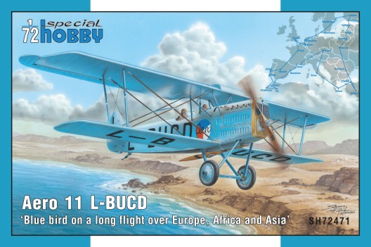 Special Hobby 72471 1/72 Aero 11 L-BUCD Two-Seater BiPlane Blue Bird Flight over Europe/Africa/Asia