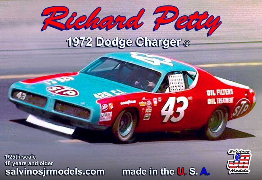 Salvinos Jr Models 19723 1/25 Richard Petty #43 1972 Dodge Charger Talladega Race Car