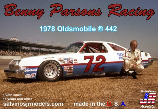 Salvinos Jr Models 19782 1/25 Benny Parsons Racing #72 1978 Oldsmobile 442 Race Car