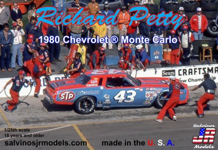 Salvinos Jr Models 19801 1/25 Richard Petty #43 1980 Chevrolet Monte Carlo Ontario CA Race Car