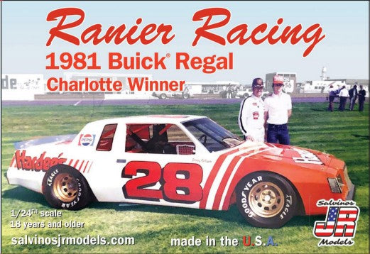 Salvinos Jr Models 19812 1/24 Ranier Racing Bobby Allison #28 1981 Buick Regal Charlotte Winner Race Car