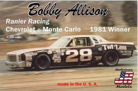 Salvinos Jr Models 19813 1/25 Ranier Racing Bobby Allison #28 Tuf-Lon 1981 Chevrolet Monte Carlo Winston Cup Winner Race Car