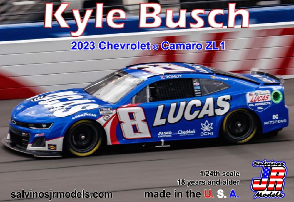 Salvinos Jr Models 2023KBL 1/24 Kyle Busch 2023 NASCAR Chevrolet Camaro ZL1 Race Car (Lucas Oil) (Ltd Prod)