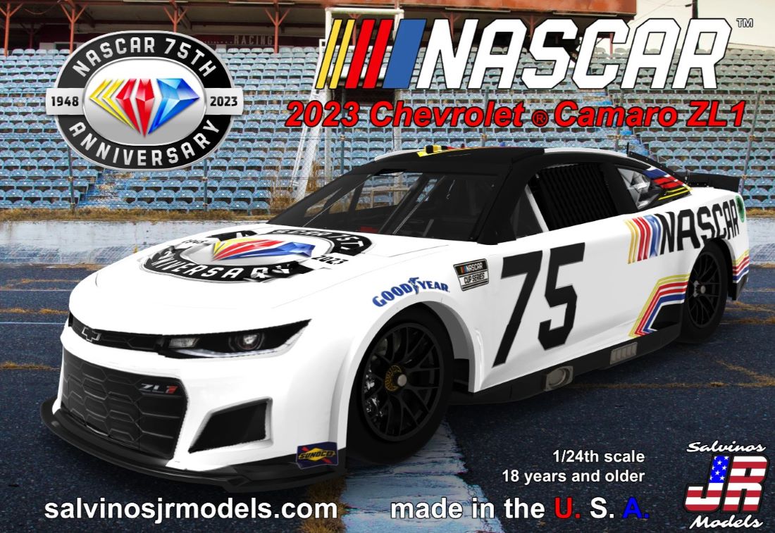 Salvinos Jr Models 75 1/24 NASCAR 75th Diamond Anniversary 2023 Chevrolet Camaro ZL1 Race Car (Ltd Prod)