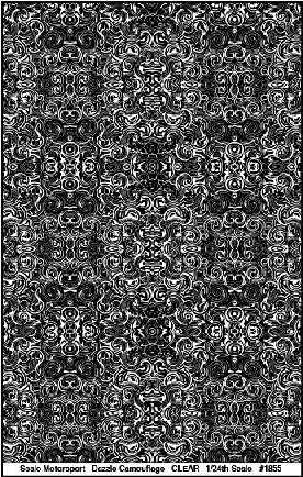 Scale Motorsport 1855 1/24 Dazzle Camouflage Black on Clear Waterslide Decal (D)