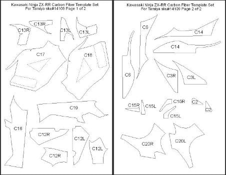 Scale Motorsport 7240 1/12 Kawasaki Ninja ZX-RR Motorcycle Carbon Fiber Template Decal Set For TAM (D)