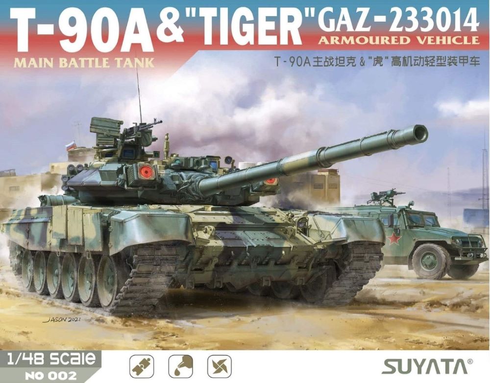 Suyata Models NO2 1/48 T90A Main Battle Tank & Tiger GAZ233014 Armored Vehicle