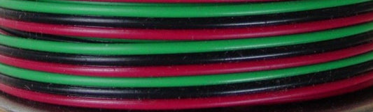 Stevens Motors 2303 RED-GREEN-BLACK 3-Conductor 22-Gauge Stranded Copper Wire 16'/Roll