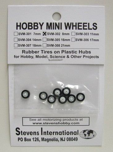 Stevens Motors 302 8mm Rubber Tires on Plastic Hubs (8) (D)