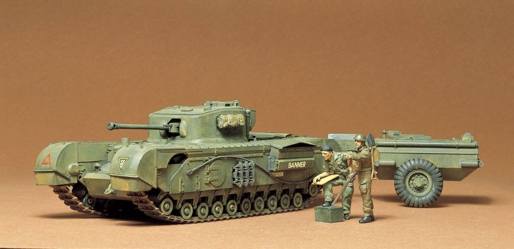 Tamiya 35100 1/35 WWII British Churchill Crocodile Tank w/Trailer & 2 Crew