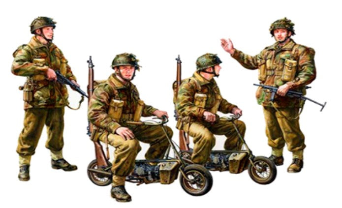 Tamiya 35337 1/35 British Paratroopers (4) w/2 Small Motorcycles
