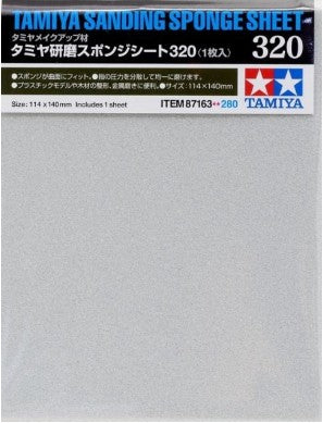 Tamiya 87163 Sanding Sponge Sheet 4.5"x5.5" (5mm thick) 320 Grit