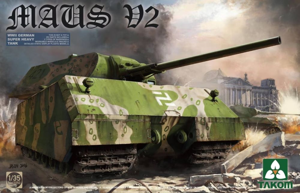Takom 2050 1/35 WWII German Maus V2 Super Heavy Tank (Re-Issue)