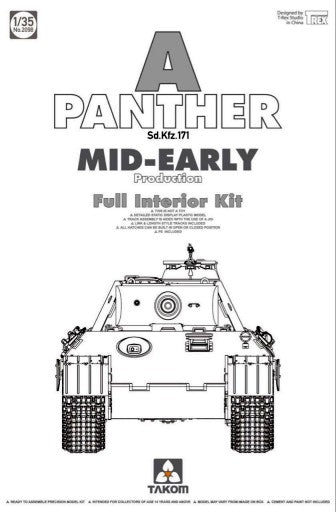 Takom 2098 1/35 WWII Panther A Mid-Early Production SdKfz 171 Tank w/Full Interior
