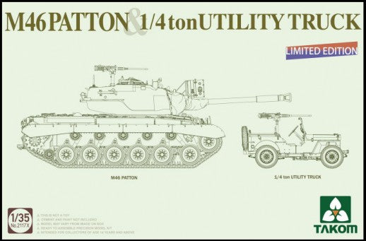 Takom 2117X 1/35 US M46 Patton Medium Tank & 1/4-Ton Utility Truck (Limited Edition)
