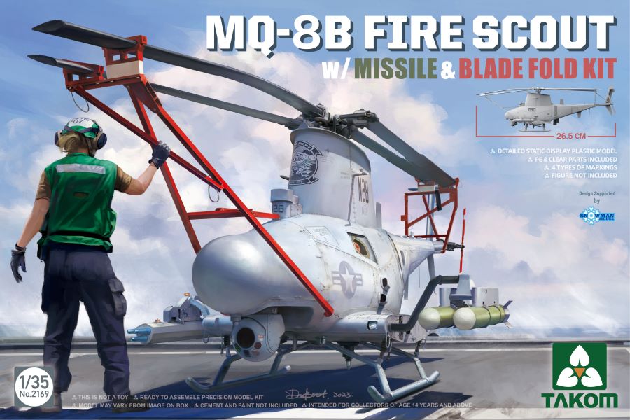 Takom 2169 1/35 MQ8B Fire Scout Helicopter w/Missile & Blade Fold Kit