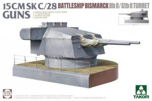 Takom 5014 1/72 German Bismarck Battleship 15cm SK C/28 Guns BbII/StbII Turret