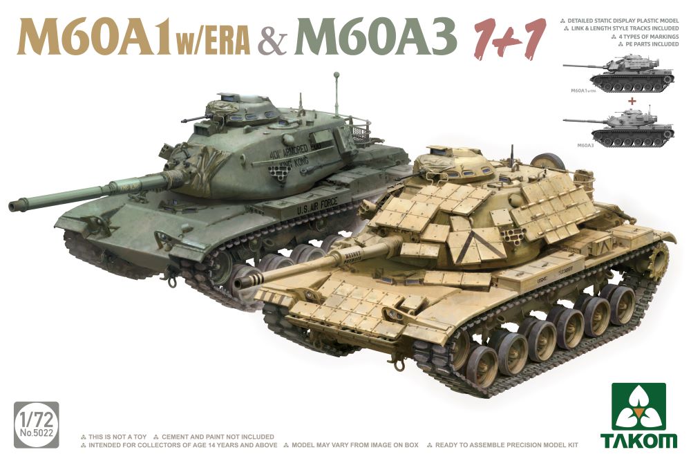 Takom 5022 1/72 M60A1 w/ERA & M60A3 Tanks (2 Kits)