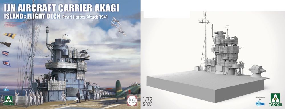 Takom 5023 1/72 IJN Aircraft Carrier Akagi Bridge & Flight Deck Pearl Harbor Attack 1941 (New Tool)