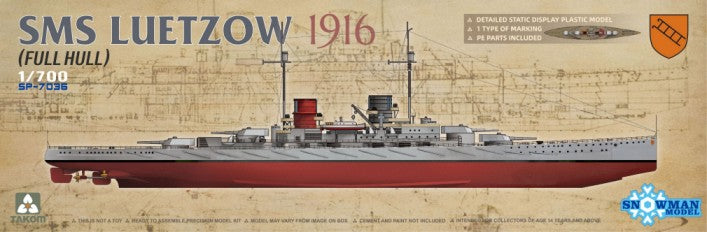 Takom 7036 1/700 SMS Lutzow German Battlecruiser 1916 w/Full Hull