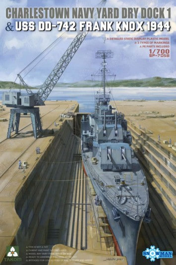 Takom 7058 1/700 Charlestown Navy Yard Dry Dock 1 & USS Frank Knox DD742 Destroyer 1944
