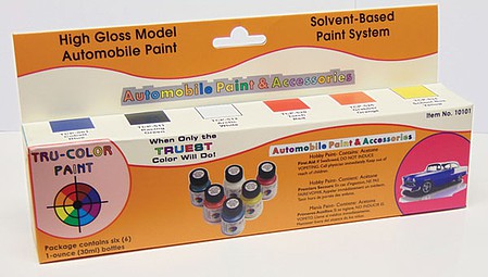 Tru-Color Paint 10101 All Scale Automotive Paint Bottle Set pkg(6) - 1oz 29.6mL Bottles -- High-Gloss Standard Colors