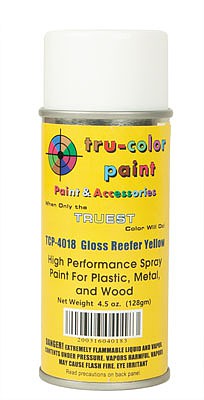 Tru-Color Paint 4018 All Scale Aerosol Spray Paint 4.5oz 135ml Can -- Gloss Reefer Yellow