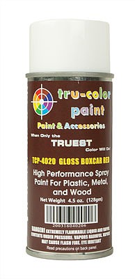 Tru-Color Paint 4020 All Scale Aerosol Spray Paint 4.5oz 135ml Can -- Gloss Boxcar Red