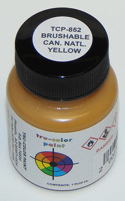 Tru-Color Paint 852 All Scale Flat Brushable Color Acrylic Paints - 1oz  29.6mL -- Canadian National Yellow