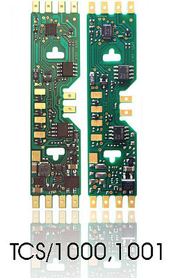 Train Control Systems (TCS) 1001 HO Scale A6X 1.3 Amp, 6 Function DCC Decoder - Control Only -- Fits PROTO, Atlas, Athearn, Bachmann, Kato - 2.86 x .68 x .145"