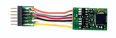 Train Control Systems 1373 N Scale EUN651P-18 DCC 2-Function Decoder - Control Only -- w/18mm Harness & NEM 6-Pin Plug .797 x .614 x .185"