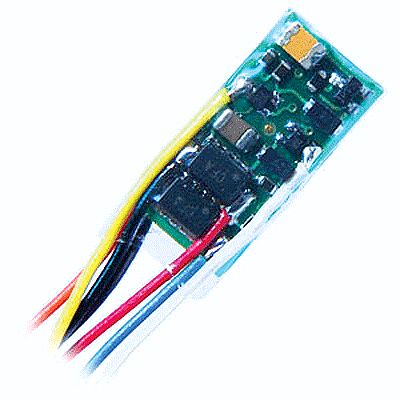 Train Control Systems 1378 Z Scale Z2P-1" 2-Function DCC Decoder -- 1" 2.54cm Harness & NMRA 8-Pin Plug .245 x .525 x .11"  6.22 x 13.34 x 2.7mm