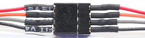 Train Control Systems 1410 All Scale 4-Pin Mini Connector Set (1 Male, 1 Female) -- .214 x .083 x .244" w/6"  15.2cm w/Orange, Gray, Red, Black 32 Gauge Wires