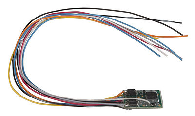 Train Control Systems 1424 All Scale M1-KA 2-Function DCC Decoder w/TCS Keep Alive Wires - Control Only -- Hardwire w/Extra blue, black/white Wires .37" x 0.59" x 0.11" 9.3 x 14.9