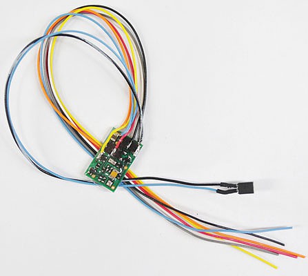 Train Control Systems (TCS) 1425 All Scale M1-KAC 2-Function DCC Decoder w/TCS Keep Alive Wires - Control Only -- Hardwire w/2-Pin Connector for KA Unit .66 x 1 x .22" 16.8 x 24.6 x 5.5mm