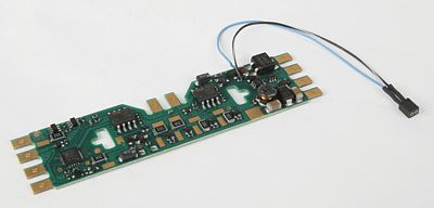 Train Control Systems 1431 HO Scale A6X-KAC 6-Function Drop-In DCC Decoder w/TCS Keep Alive Wires - Control Only -- With 2-Pin Connector for KA Unit Fits Atlas & Others w/Tab-Connections