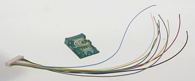 Train Control Systems (TCS) 1482 HO Scale T4-LED 4 Function DCC Decoder w/On-Board Resistors for LEDs - Control Only -- .661 x 0.969 x 0.217" 16.79 x 24.61 x 5.51mm