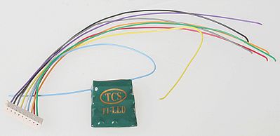Train Control Systems (TCS) 1484 HO Scale T1-LED 2 Function DCC Decoder w/On-Board Resistors for LEDs - Control Only -- .661 x 0.969 x 0.217" 16.79 x 24.61 x 5.51mm