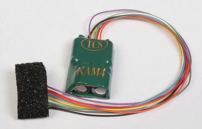 Train Control Systems (TCS) 1488 All Scale KAM4P-LH 4-Function Wired DCC Decoder w/Built-In Keep-Alive(TM) -- 8-Pin Plug on 5" 12.7cm Harness, .945 x 0.66 x 0.33" 3.34 x 2.4 x .838cm