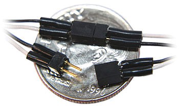 Train Control Systems (TCS) 1519 All Scale 2-Pin Mini Connector -- With 6" 15.2cm Red & Black Wires .12 x .085 x .243"