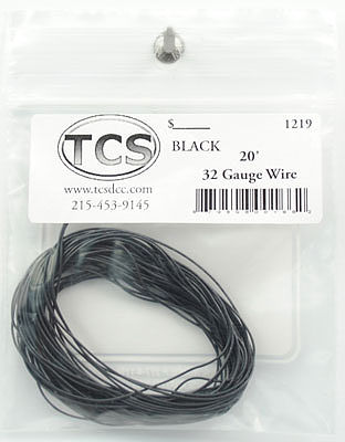 Train Control Systems (TCS) 1523 All Scale 32 Gauge Wire 10' 3.05m Roll -- Black w/White Stripe