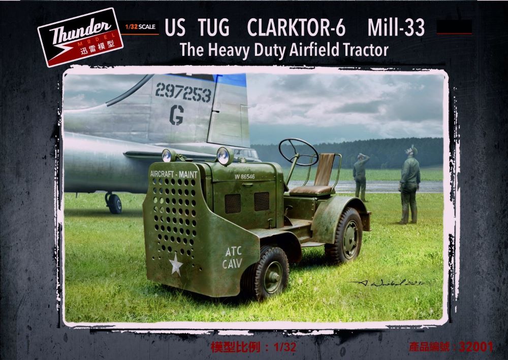 Thunder Model 32001 1/32 WWII US Tug Clarktor6 Mill33 Heavy Duty Airfield Tow Tractor