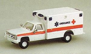Trident Miniatures 90024 HO Scale Military - US Air Force (Modern) - Light Trucks -- Ambulance with Chevrolet Pick-Up Cab (white, red; Blue Lettering)