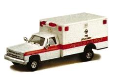 Trident Miniatures 900631 HO Scale Chevrolet Ambulances - Emergency - Fire Vehicles -- Fire Department - Advanced Life Support (Pick-Up Cab Unit)
