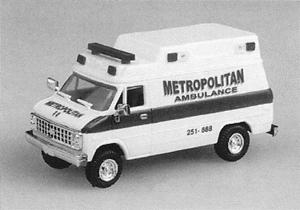 Trident Miniatures 90100 HO Scale Emergency -- Metropolitan Ambulance with Cherolet Van Cab