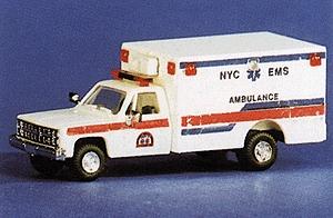 Trident Miniatures 90107 HO Scale Emergency -- New York City EMS Ambulance with Chevrolet Pick-Up Cab