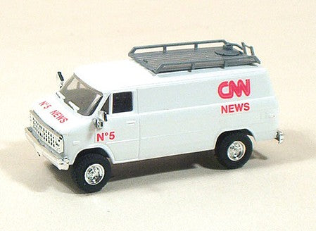 Trident Miniatures 90142 HO Scale Chevrolet Delivery Vans -- TV/Radio Station Remote Broadcast Truck with Roof Satellite Dish