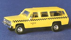 Trident Miniatures 90167 HO Scale Chevrolet Suburban - Taxis -- Yellow Cab (yellow, Black Checkerboard Graphics & Lettering)