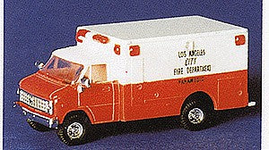 Trident Miniatures 90176 HO Scale Chevrolet Ambulance - Emergency - Fire Vehicles -- City of Los Angeles Fire Department Paramedic Unit (red, White Roof)