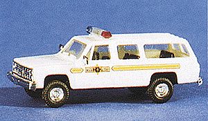 Trident Miniatures 90184 HO Scale Chevrolet Suburban - Emergency - Police Vehicles -- Illinois State Police (white, yellow stripes)